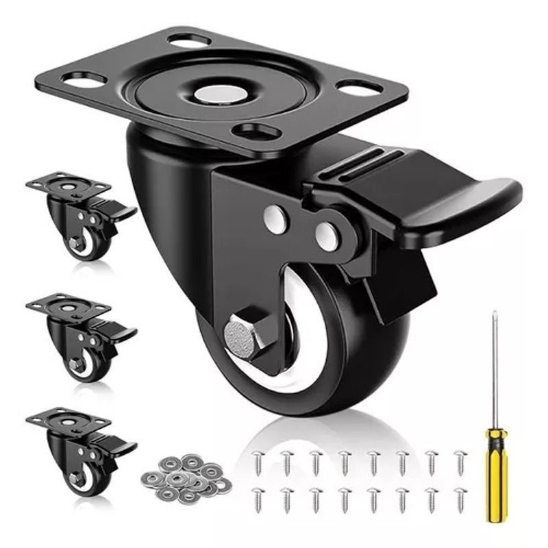 GENERICO - Ruedas Giratorias Con Freno 4 Pulgadas Set 4 Muebles Negras