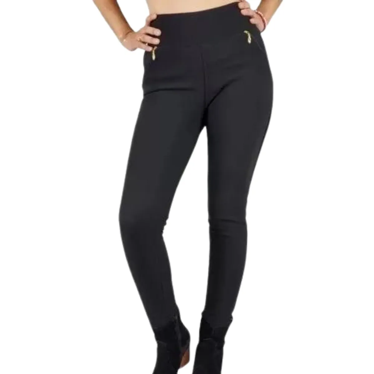 LIKE SHOP - Pantalón Calza Mujer Invierno Forro Interior Piel Bolsillos Cierre H1