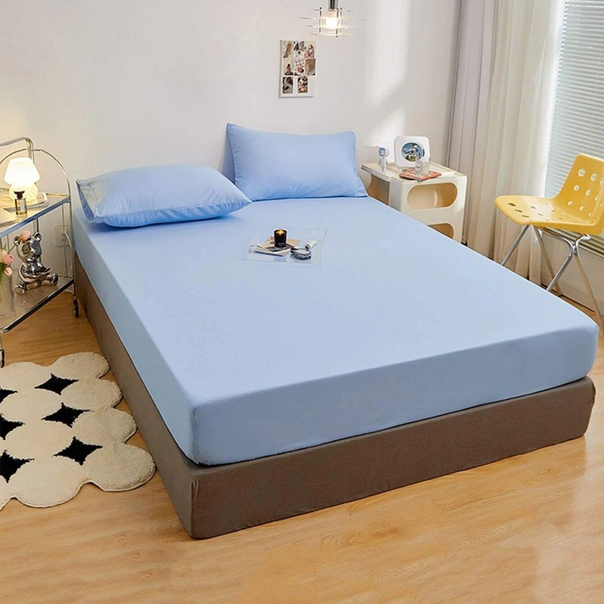 HOMESTAR - Cubrecolchón Ajustable Cama King Size 180x200cm Azul