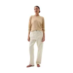GAP - Chaleco Mujer Lino Cuello Redondo Beige
