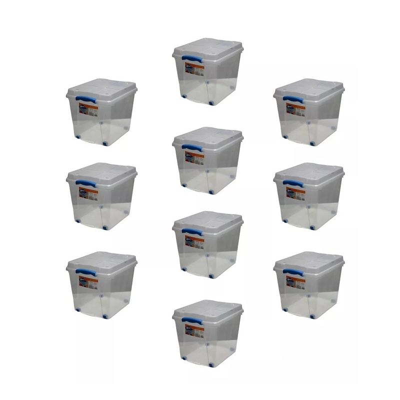 WENCO - Pack 10 Cajas Organizadoras 27lts Wenco C/ Ruedas 31x30x40cm