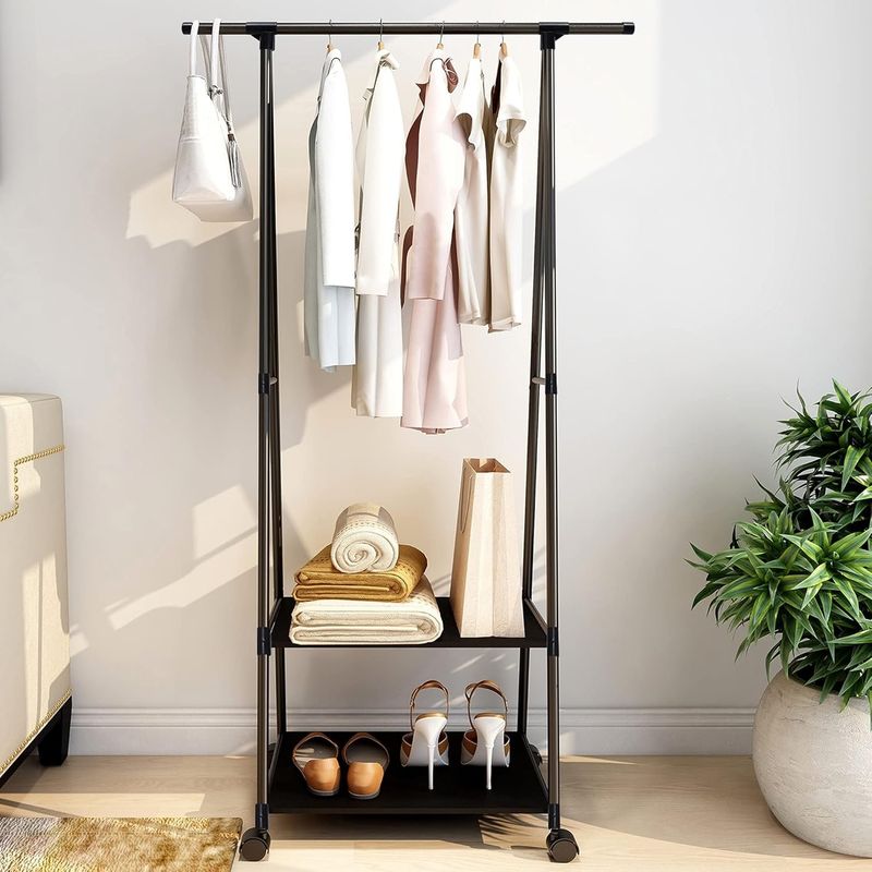 HOMESTAR - Perchero Portail Exhibidor De Ropa Con Ruedas Organizador