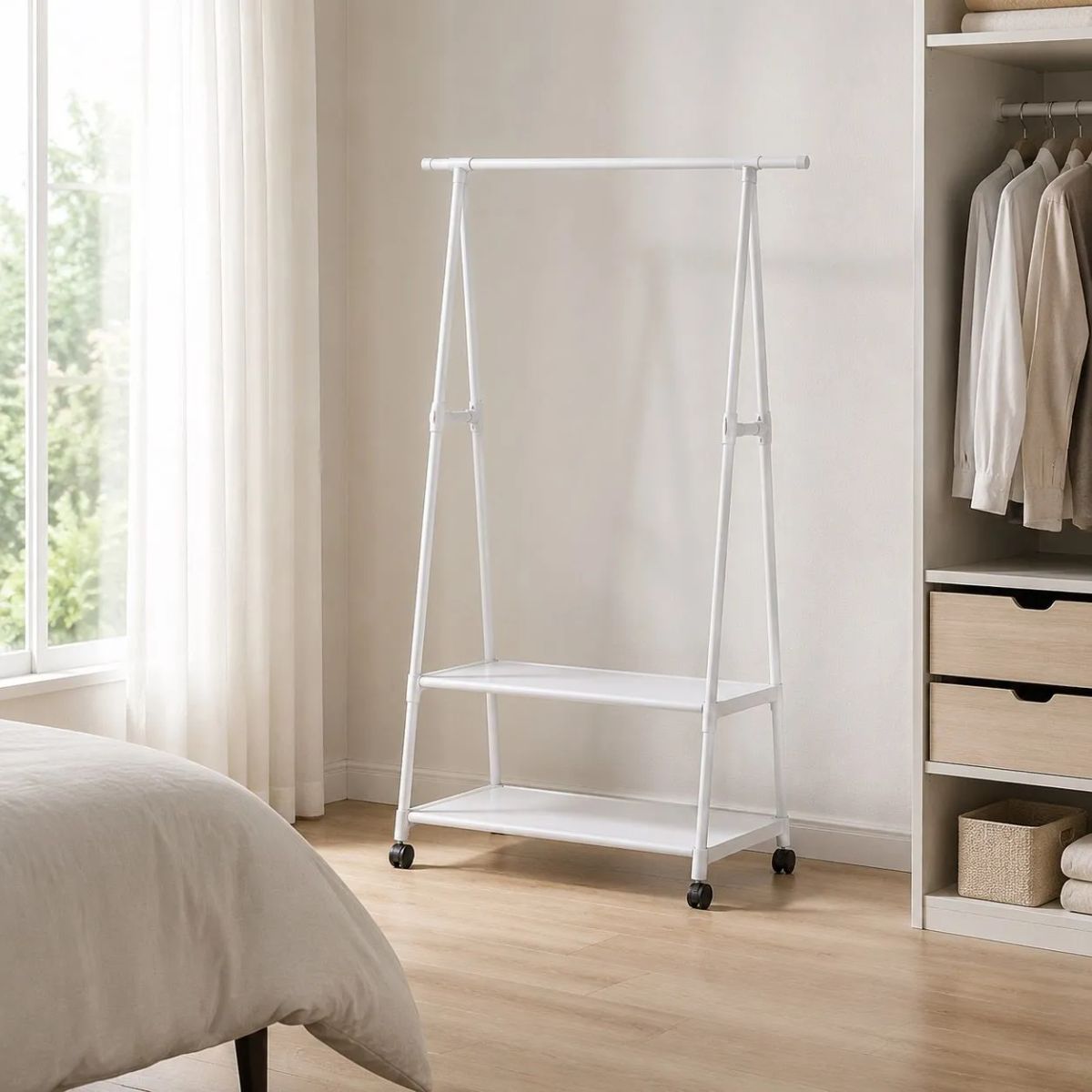 HOMESTAR - Perchero Portail Exhibidor De Ropa Con Ruedas Organizador