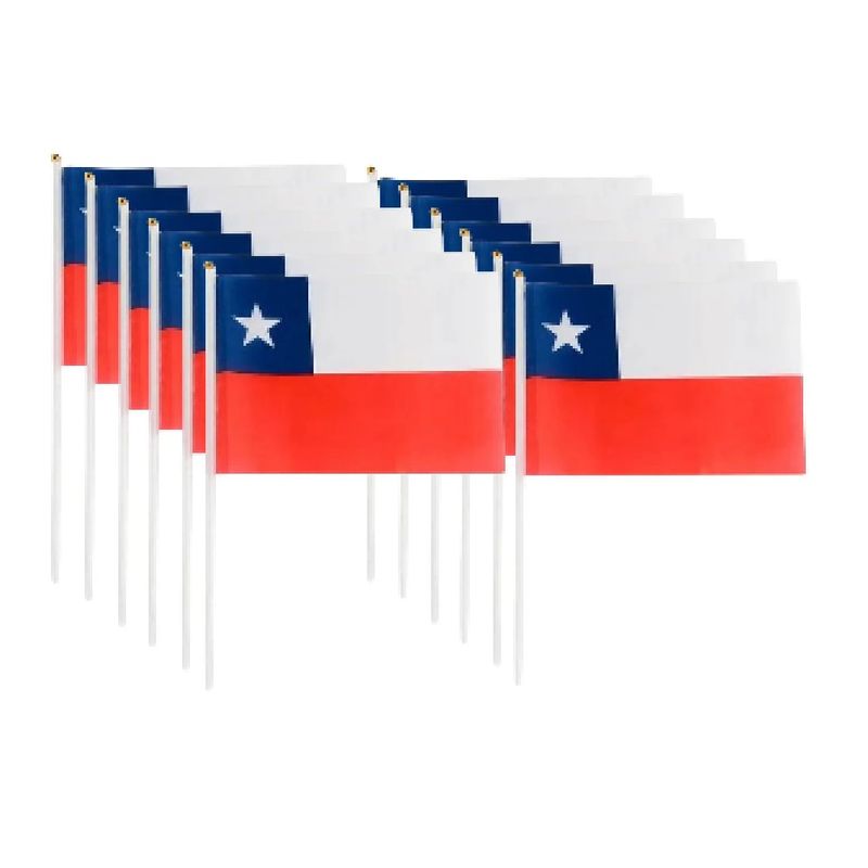 GENERICO - Pack X12 Banderines Chilenos 14x21cm Bandera De Chile Casta