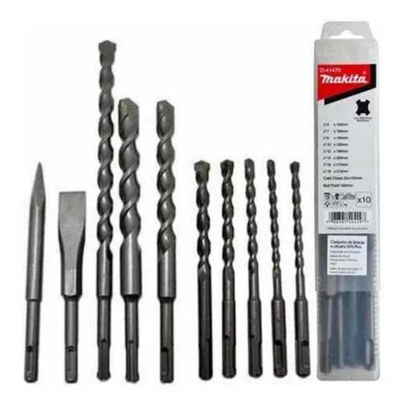 MAKITA - Set 10 Piezas Brocas Cincel Sds-plus Makita D-41470