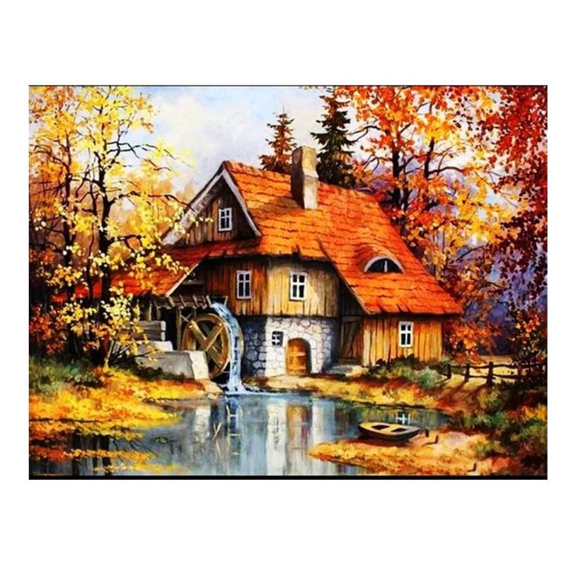 GENERICO - Kit Diamond Painting Pintura De Diamante - Casa Bosque 29