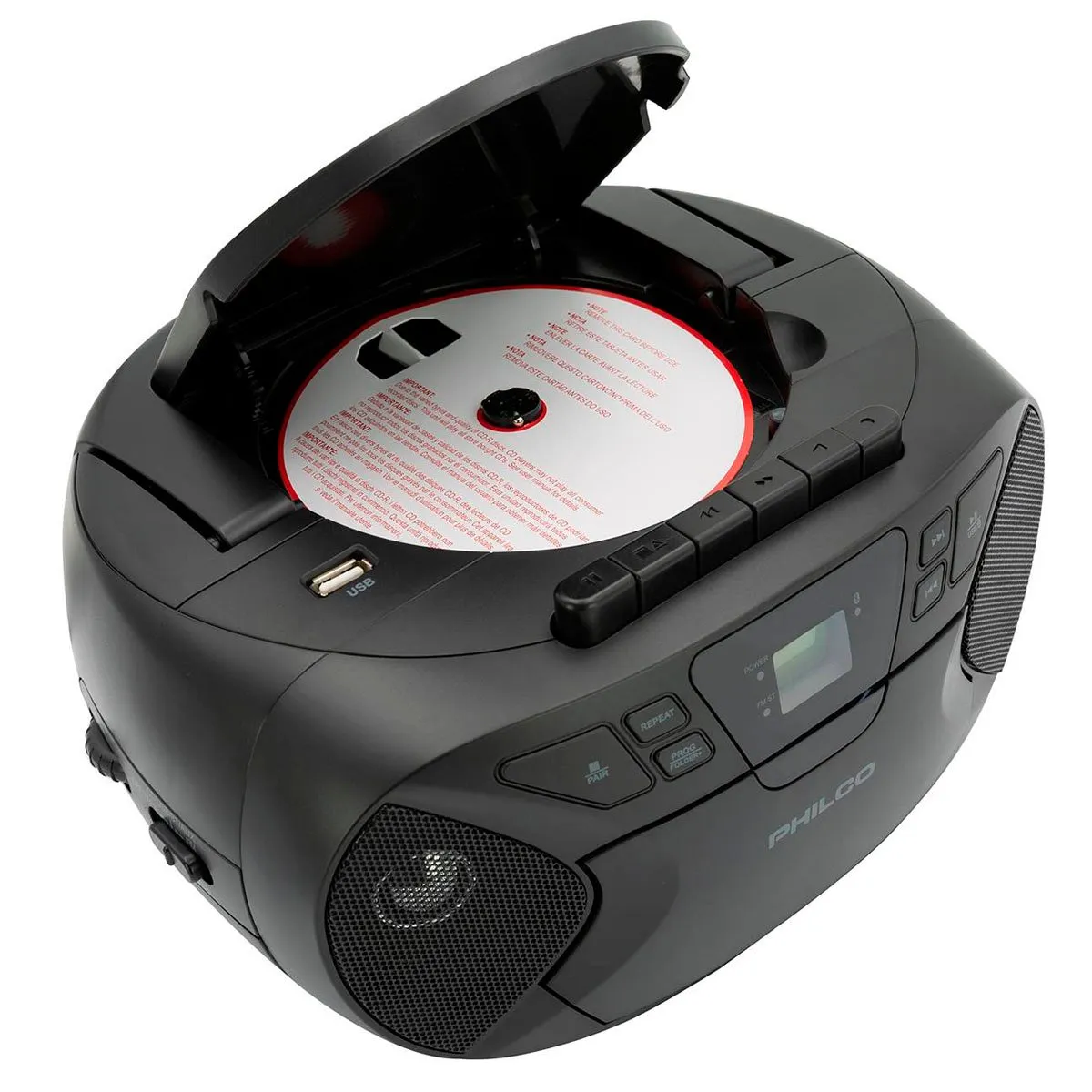 PHILCO - Radio Reproductor Portatil Boombox Cassette Bluetooth CD MP3