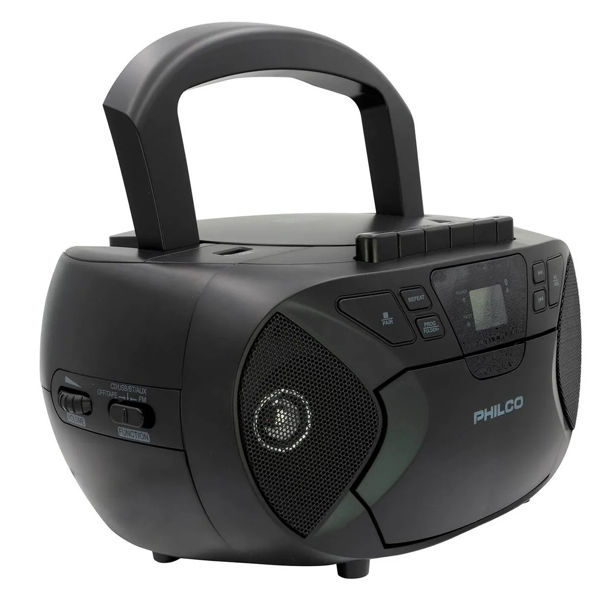 PHILCO - Radio Reproductor Portatil Boombox Cassette Bluetooth CD MP3