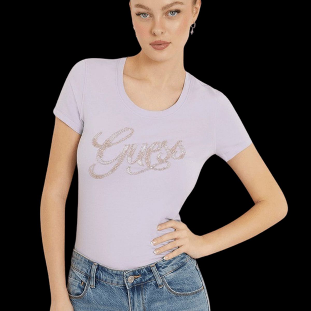 GUESS - Polera Ss Rn Guess Script Tee Lila Guess
