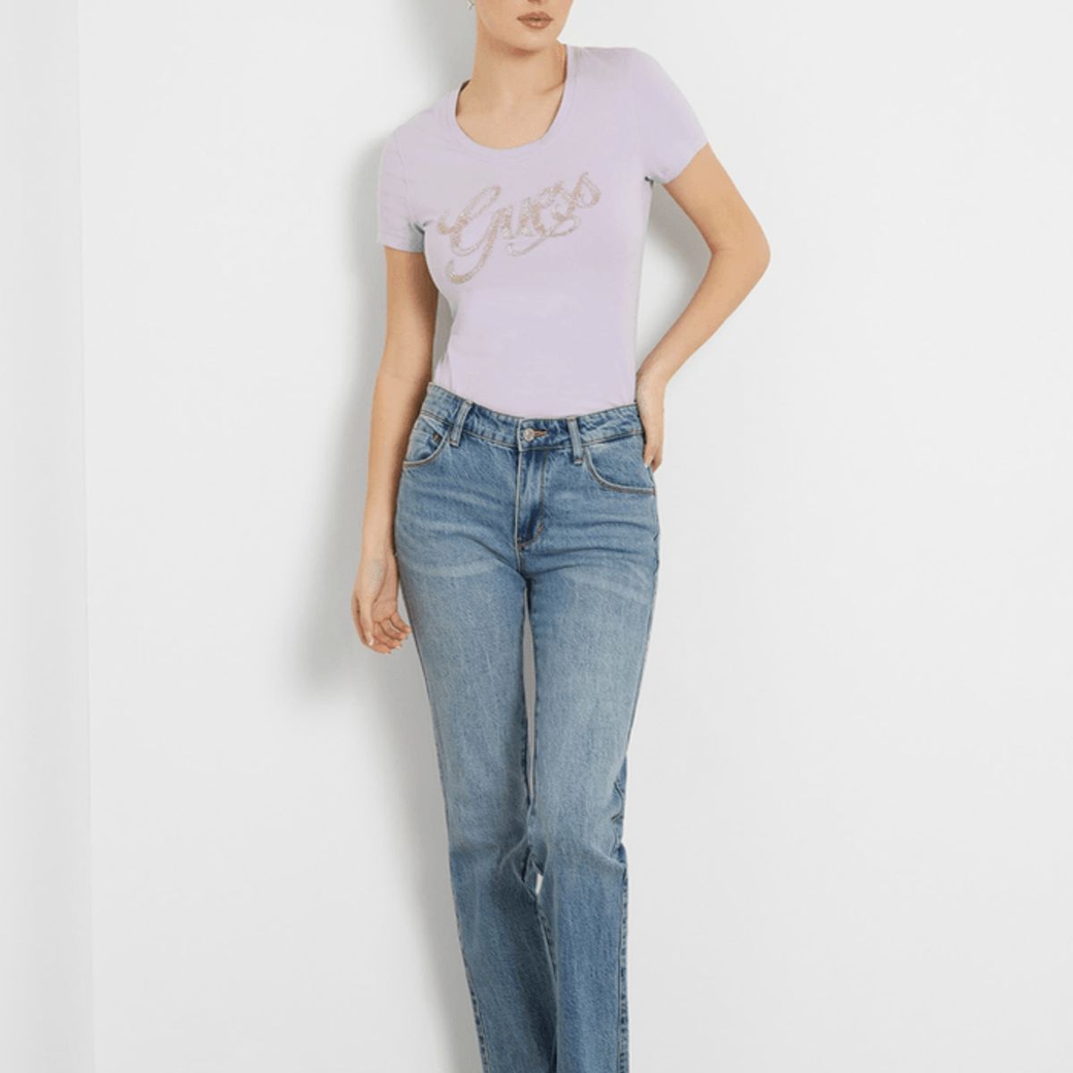 GUESS - Polera Ss Rn Guess Script Tee Lila Guess