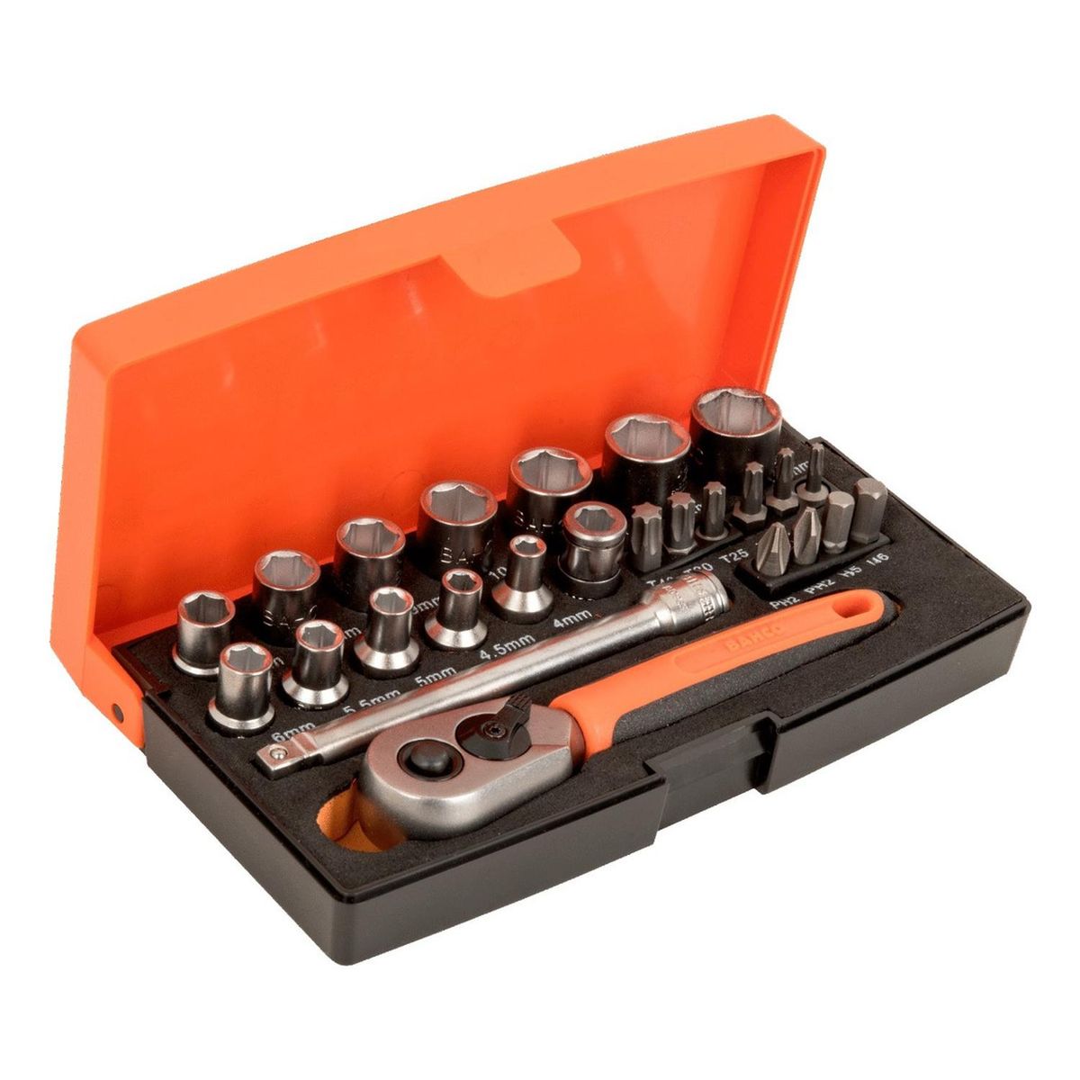 BAHCO - Juego De 25 Herramientas Dados Y Puntas 14 Sbsl25 Bahco