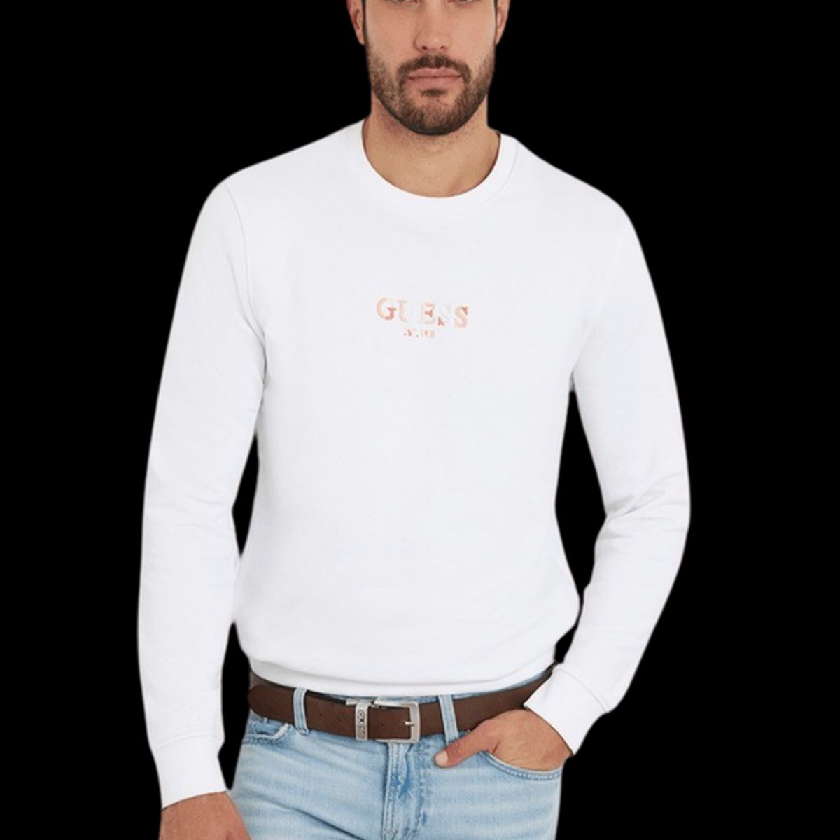 GUESS - Poleron Multicolor Logo Cn Sweatshirt Blanco Guess