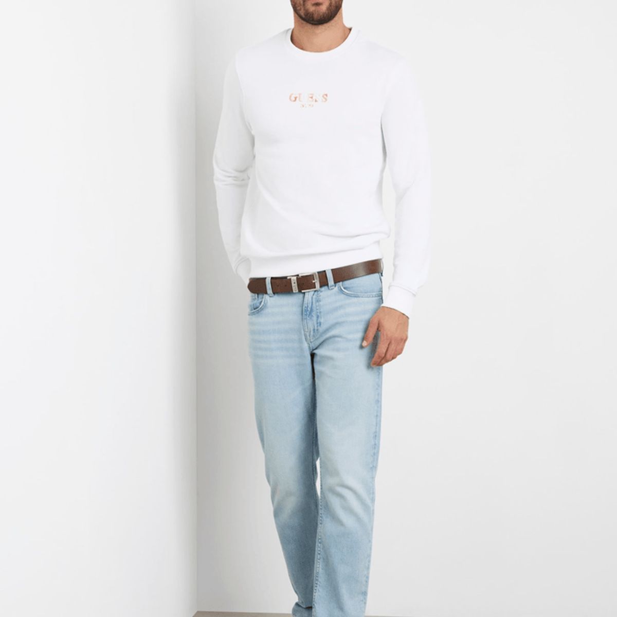 GUESS - Poleron Multicolor Logo Cn Sweatshirt Blanco Guess