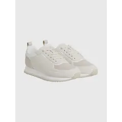 CALVIN KLEIN - Zapatillas de Cuero Low Top Lace Up Mix Crema