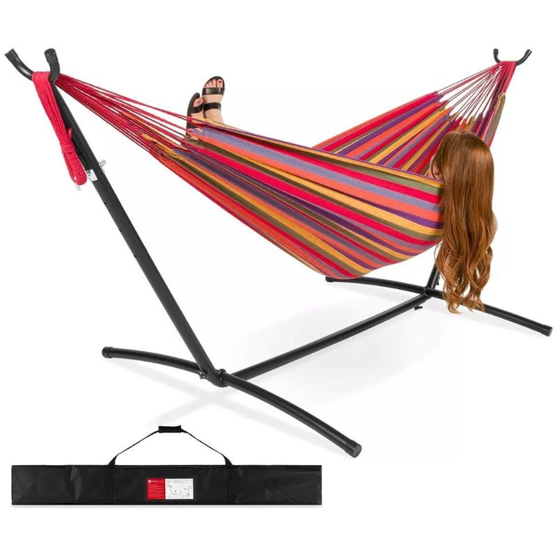 GENERICO - Hamaca Soporte Metal Ensamblado Portatil 2 Plazas 190x150cm