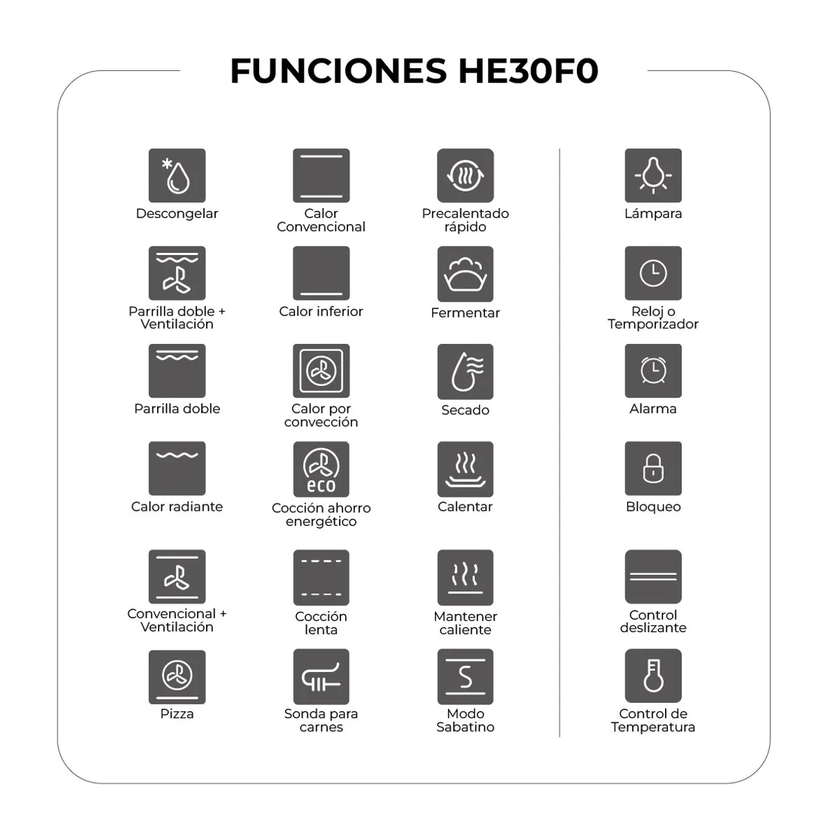 MAIGAS - Horno Empotrable Eléctrico 60 Litros Touch 11 Funciones Deluxe HE30T0