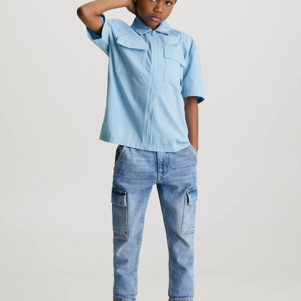 CALVIN KLEIN - Camisa Niño Popeline Celeste Calvin Klein