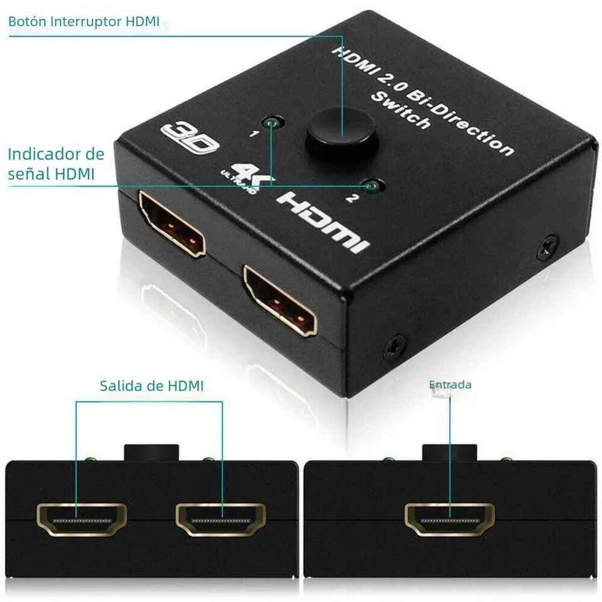 GENERICO - Interruptor bidireccional HDMI 2,0 4K 60HZ, divisor HDMI 1x2 2x1