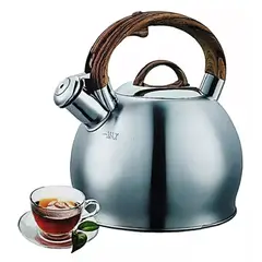 GENERICO - Tetera 2,5lts Acero Inoxidable Manilla De Madera Color Plateado