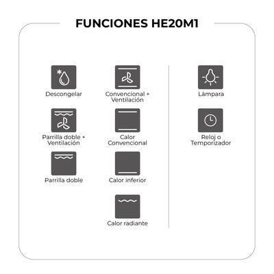 Imagen 2 del producto Horno Empotrable Eléctrico 60 Litros 8 Funciones Turbo Air HE30D0