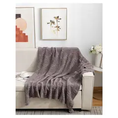COMPRAPO - Manta para Sofá o Piecera Modelo Chenille y Pompón Ciruela