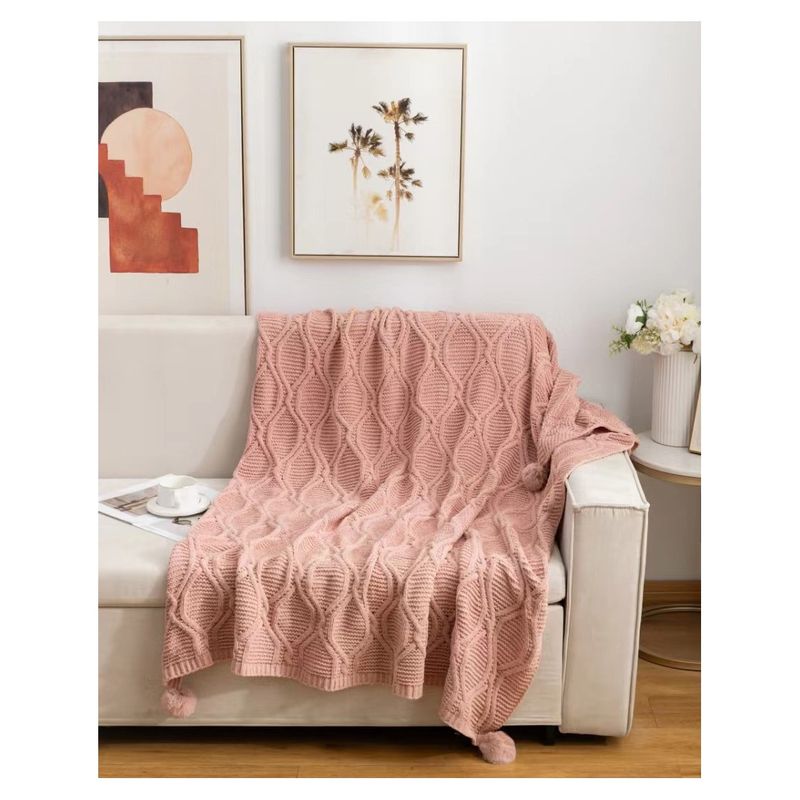 COMPRAPO - Manta para Sofá o Piecera Modelo Chenille y Pompón Rose