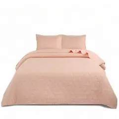 GENERICO - Cubrecama De Algodon De 1.5 Plazas Con Pompones + 1 Funda Palo Rosa
