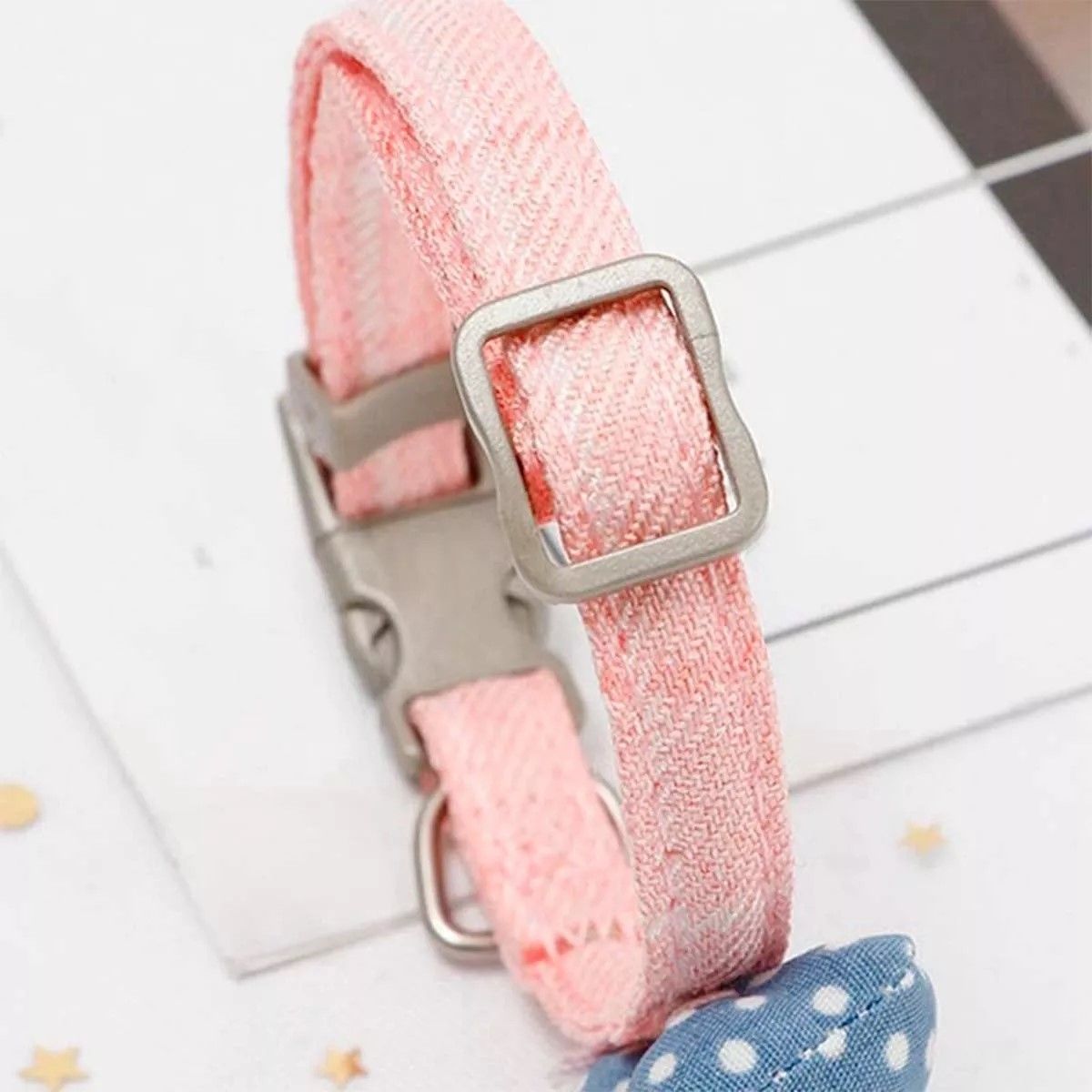 GENERICO - Collar De Algodon Mascotas Pequeñas Gato Y Perro Lazo Azul