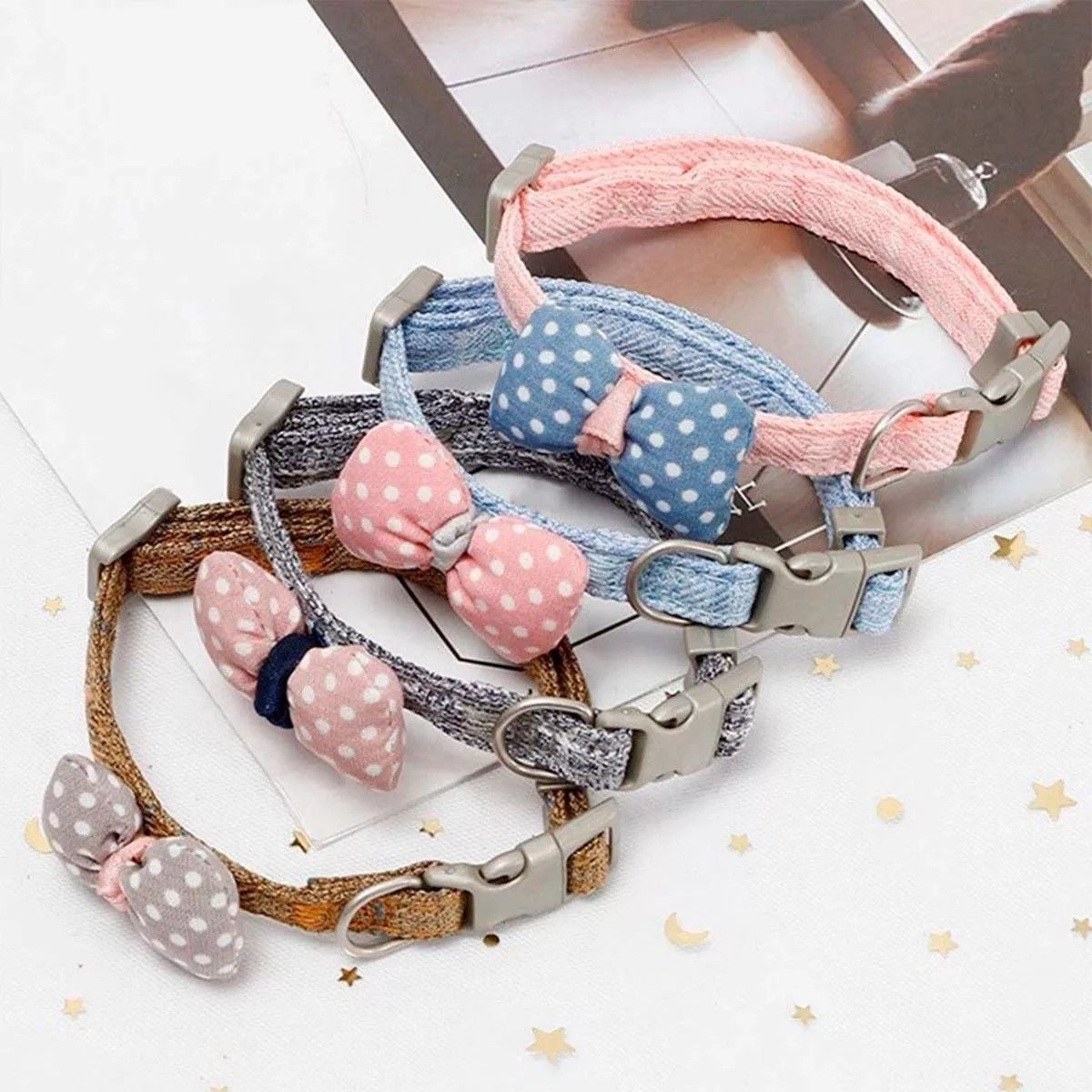 GENERICO - Collar De Algodon Mascotas Pequeñas Gato Y Perro Lazo Gris