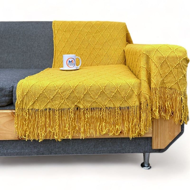 GENERICO - Manta Decorativa Tejida Estilo Nórdico Para Sofá Sillón Cama Amarillo