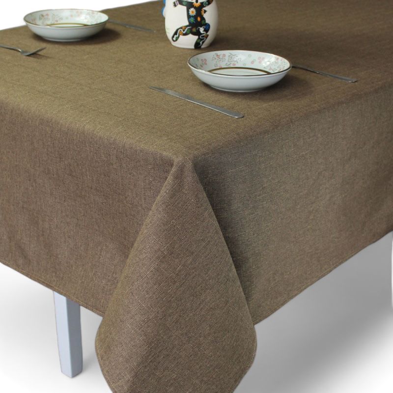 GENERICO - Mantel Rectangular 140cmx220cm En Lino Para Mesa De 6 Sillas - Marron