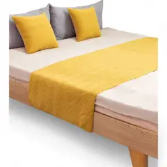 GENERICO - Piecera De Cama Terciopelo Plush King + 2 Fundas 70x210cm - Amarillo