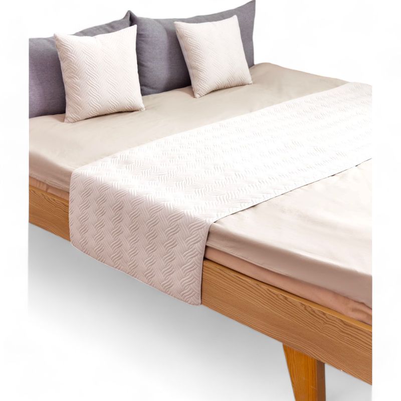 GENERICO - Piecera De Cama Terciopelo Plush King + 2 Fundas 70x210cm - Crema