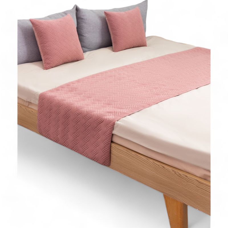 GENERICO - Piecera De Cama Terciopelo Plush King + 2 Fundas 70x210cm - Rosa