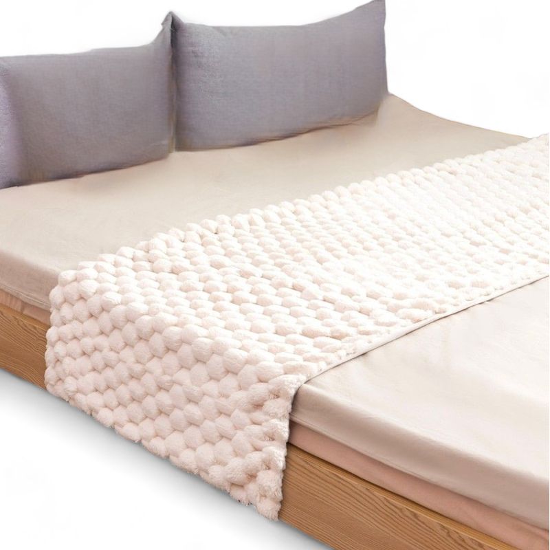 GENERICO - Pie De Cama Piecera Plush Peludita 2 Plazas O King 70x190cm - Crema