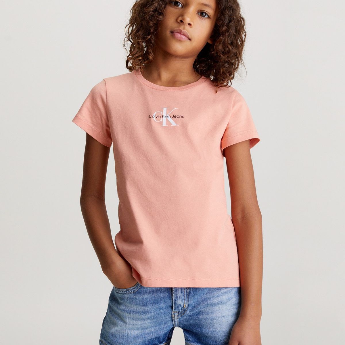 CALVIN KLEIN - Polera Niña Micro Monogram Rosado Calvin Klein