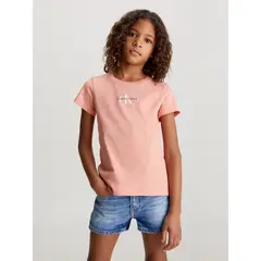CALVIN KLEIN - Polera Niña Micro Monogram Rosado