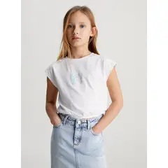 CALVIN KLEIN - Polera Niña Gradient Flock Blanco