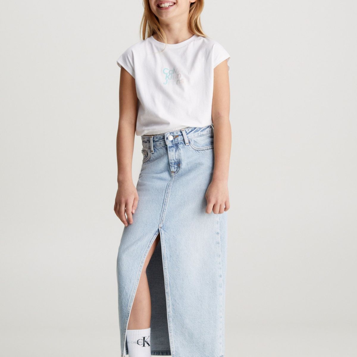 CALVIN KLEIN - Polera Niña Gradient Flock Blanco Calvin Klein