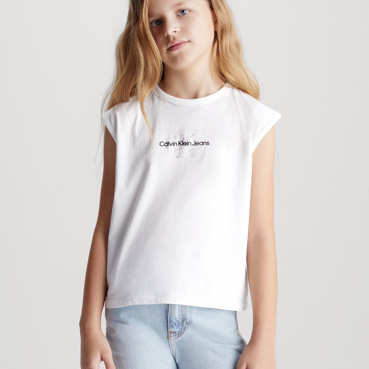 CALVIN KLEIN - Polera Niño Monologo Relaxed Blanco Calvin Klein