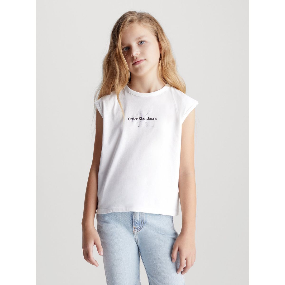 CALVIN KLEIN - Polera Niño Monologo Relaxed Blanco Calvin Klein