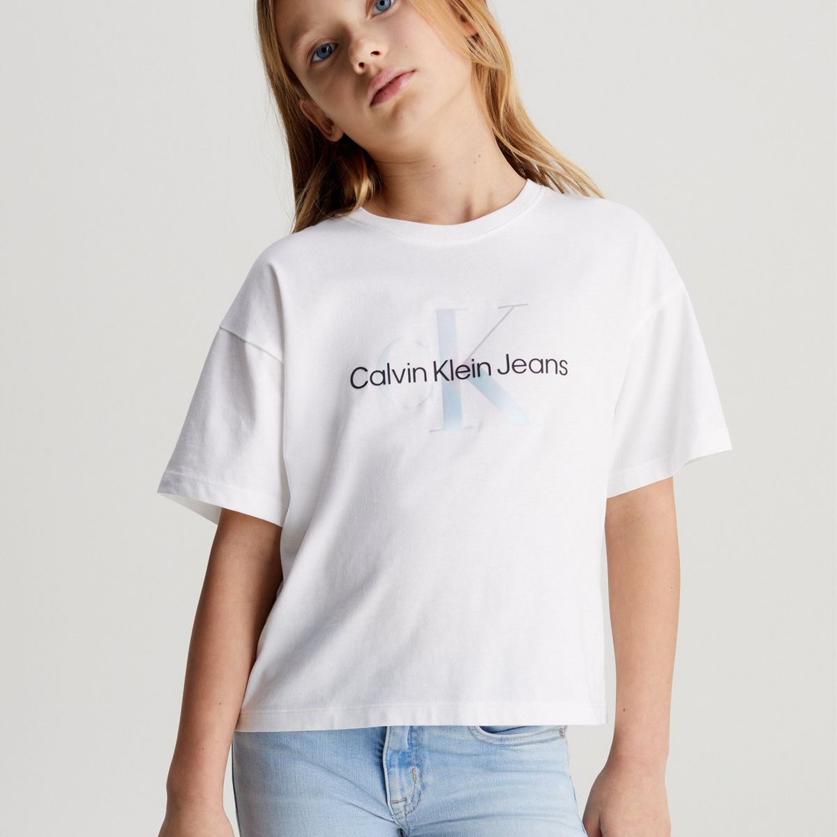 CALVIN KLEIN - Polera Niña Serenity Monogram Blanco Calvin Klein