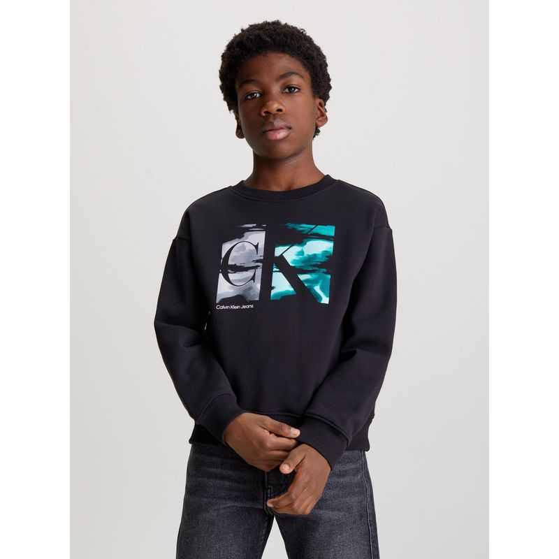 CALVIN KLEIN - Polerón Niño Serenity Monogram Negro Calvin Klein