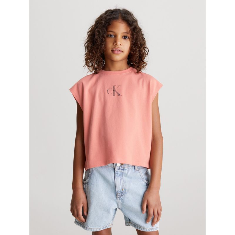 CALVIN KLEIN - Polera Niña Iridescent Rosado Calvin Klein