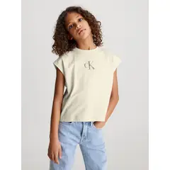 CALVIN KLEIN - Polera Niña Iridescent Beige