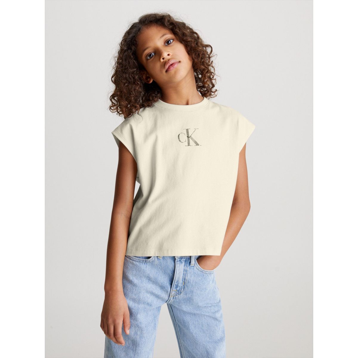 CALVIN KLEIN - Polera Niña Iridescent Beige Calvin Klein