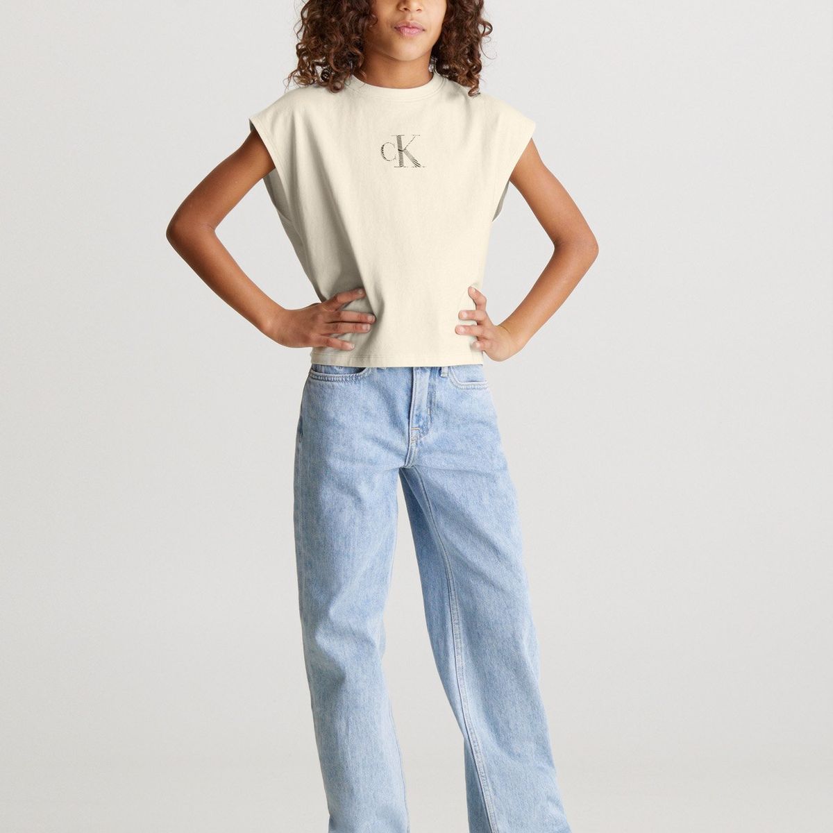 CALVIN KLEIN - Polera Niña Iridescent Beige Calvin Klein