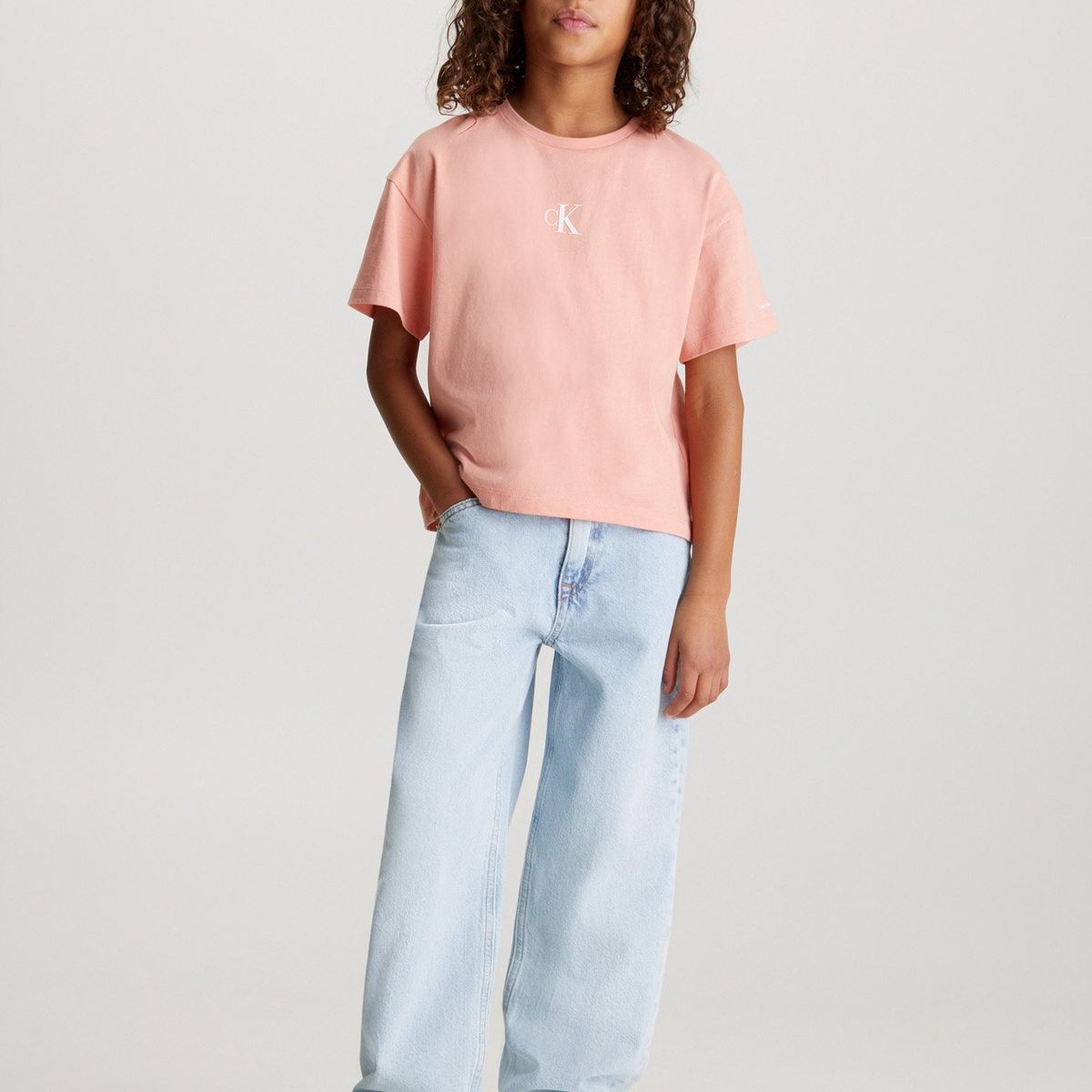 CALVIN KLEIN - Polera Niña Ck Logo Boxy Rosado Calvin Klein TZZ