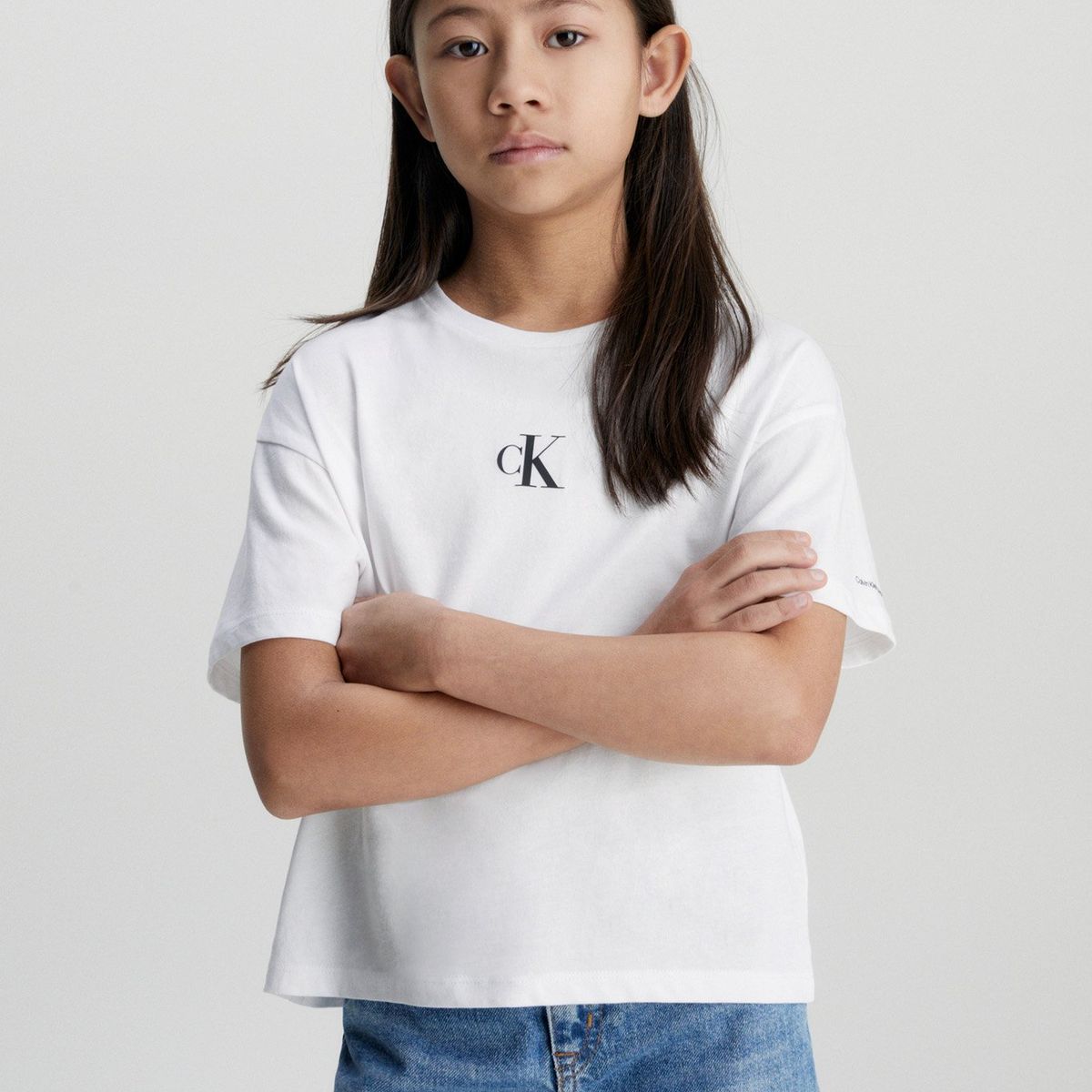 CALVIN KLEIN - Polera Niña Niña Ck Logo Boxy Blanco Calvin Klein