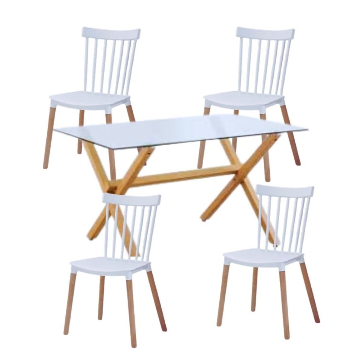 GENERICO - juego comedor 140x90 mas 4 sillas Windsor BLANCAS